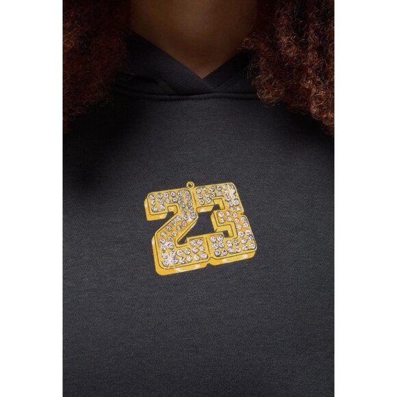 Jordan Gel Oversized Pullover Hoodie Statement Fleece Charcoal 23 Bling Logo M - Picture 3 of 11